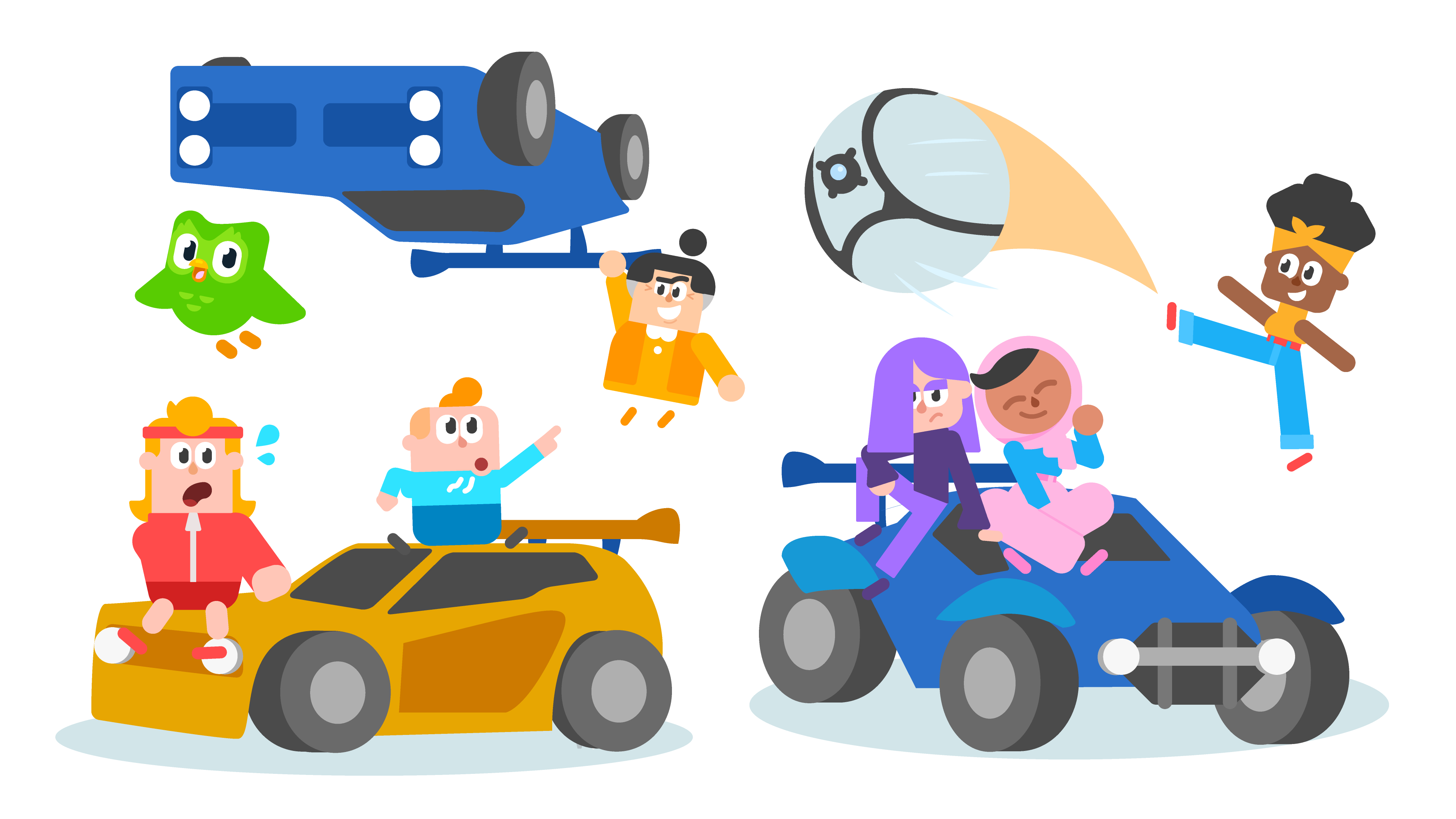 Concept art for the Duolingo x Rocket League crossover event.