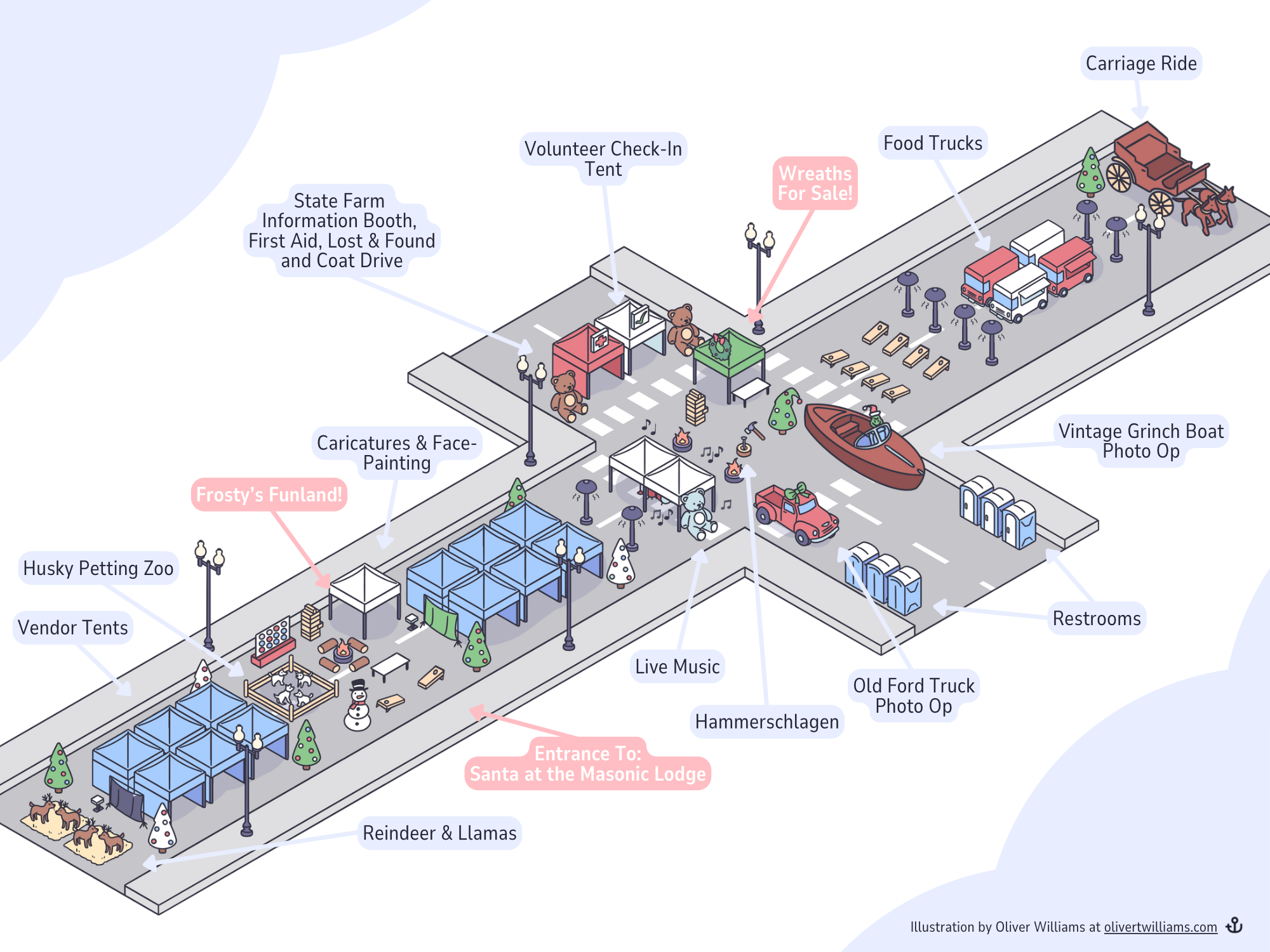 Overview of the event map designed for the first-ever Christmas Market in Excelsior.
